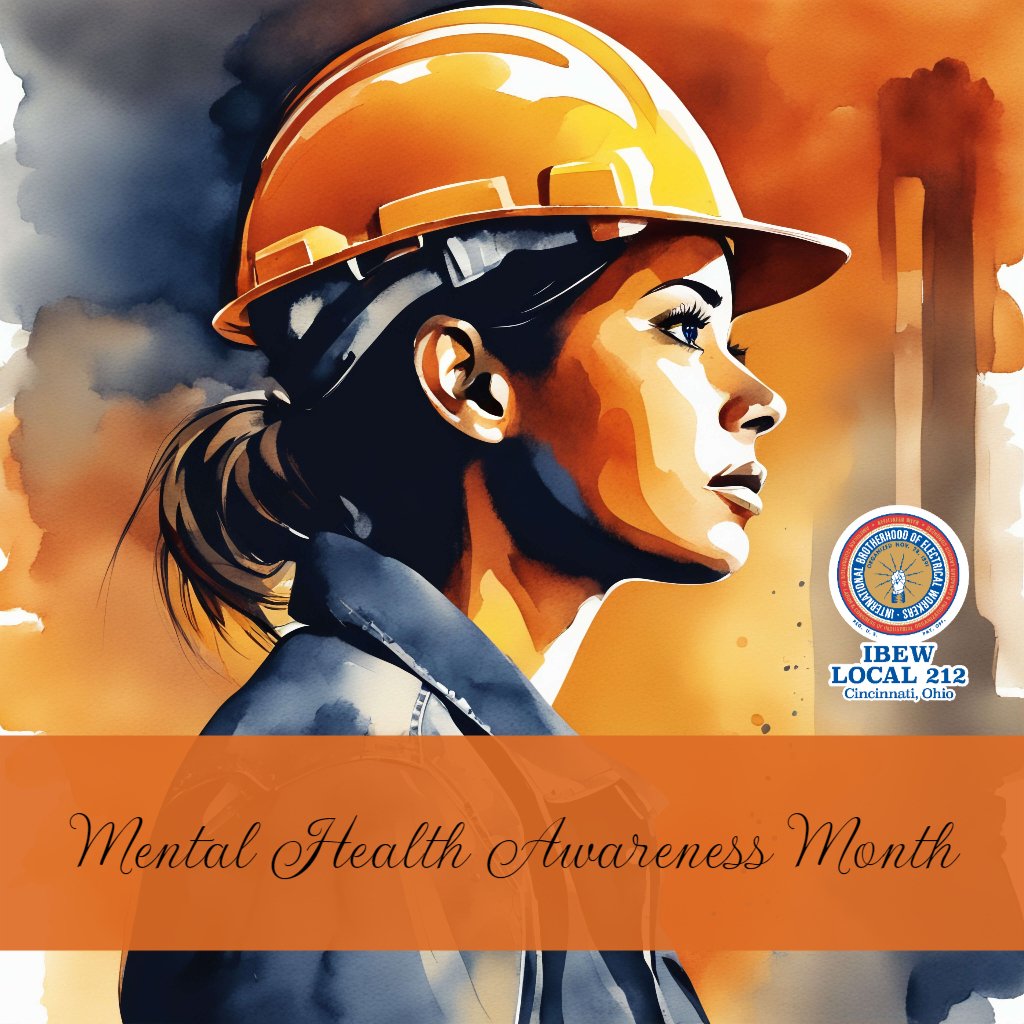 IBEW_Local212's tweet photo. May is Mental Health Awareness Month
Construction workers have 1 of the highest suicide rates. Let's break the stigma &amp; start important conversations about mental health. Take care of yourself and reach out for help when you need it. It's okay to not be okay &amp; you're not alone. https://t.co/998rfetzmJ