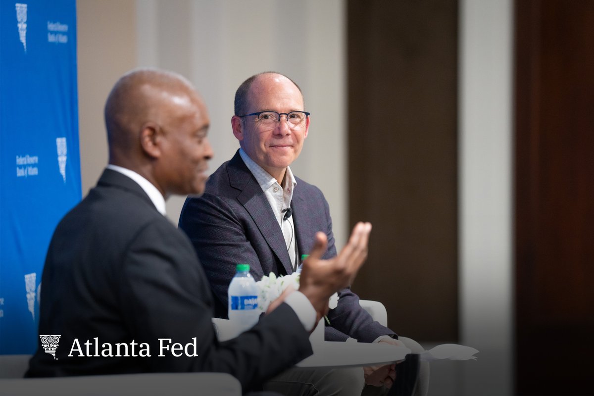 The Atlanta Fed hosted a dinner for @AEAjournals’ Conference on Teaching and Research in Economic Education on Wednesday. During the event, President @RaphaelBostic talked economics with Sam Allgood of @NebraskaBiz. To read some of his remarks, visit atlfed.org/3R3VDEs