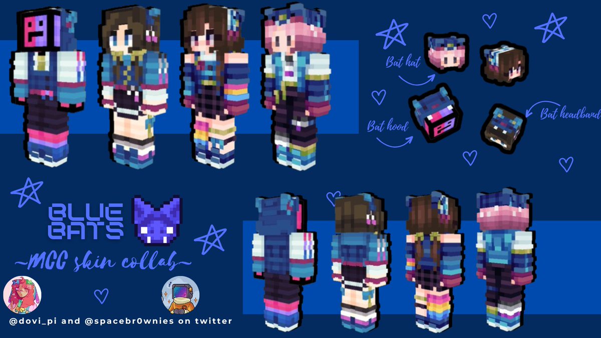 !MCC SKINS!   
~Blue Bats🌈     
-collab w/ the silly <a href="/spacebr0wnies/">space brownie 🌌 comms open</a>-

RTs are appreciated :D      

[#mccskins #mccfanart #bluebats <a href="/TapLHarV/">TapL</a> <a href="/shelbygraces/">shubble ⭐️🌙</a> <a href="/shelbygraced/">shubble alt 🌼</a> <a href="/vGumiho/">GUMI :3c</a> <a href="/vgumihoe/">vgumberson</a> <a href="/guqqie/">guqqie</a> <a href="/guqalt/">guqqie alt 🍉</a> ]