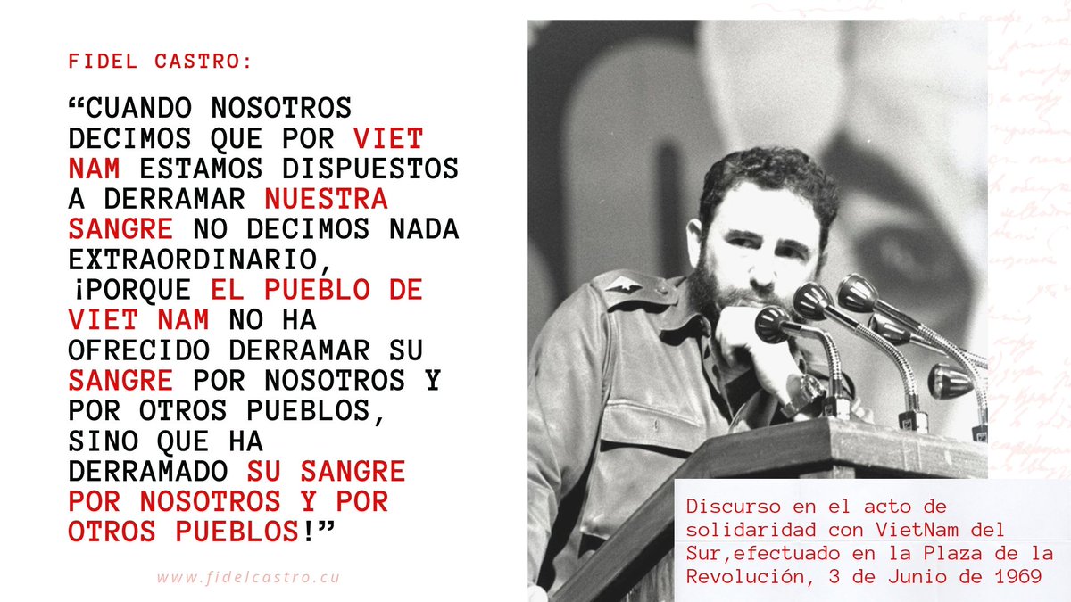 FSoldadodeIdeas's tweet photo. 🎙️#FidelCastro: “¡porque el pueblo de Viet Nam🇻🇳 no ha ofrecido derramar su sangre por nosotros y por otros pueblos, sino que ha derramado su sangre por nosotros y por otros pueblos!” 

���https://t.co/WJFFu0D1Wr https://t.co/msc2dLhXxX