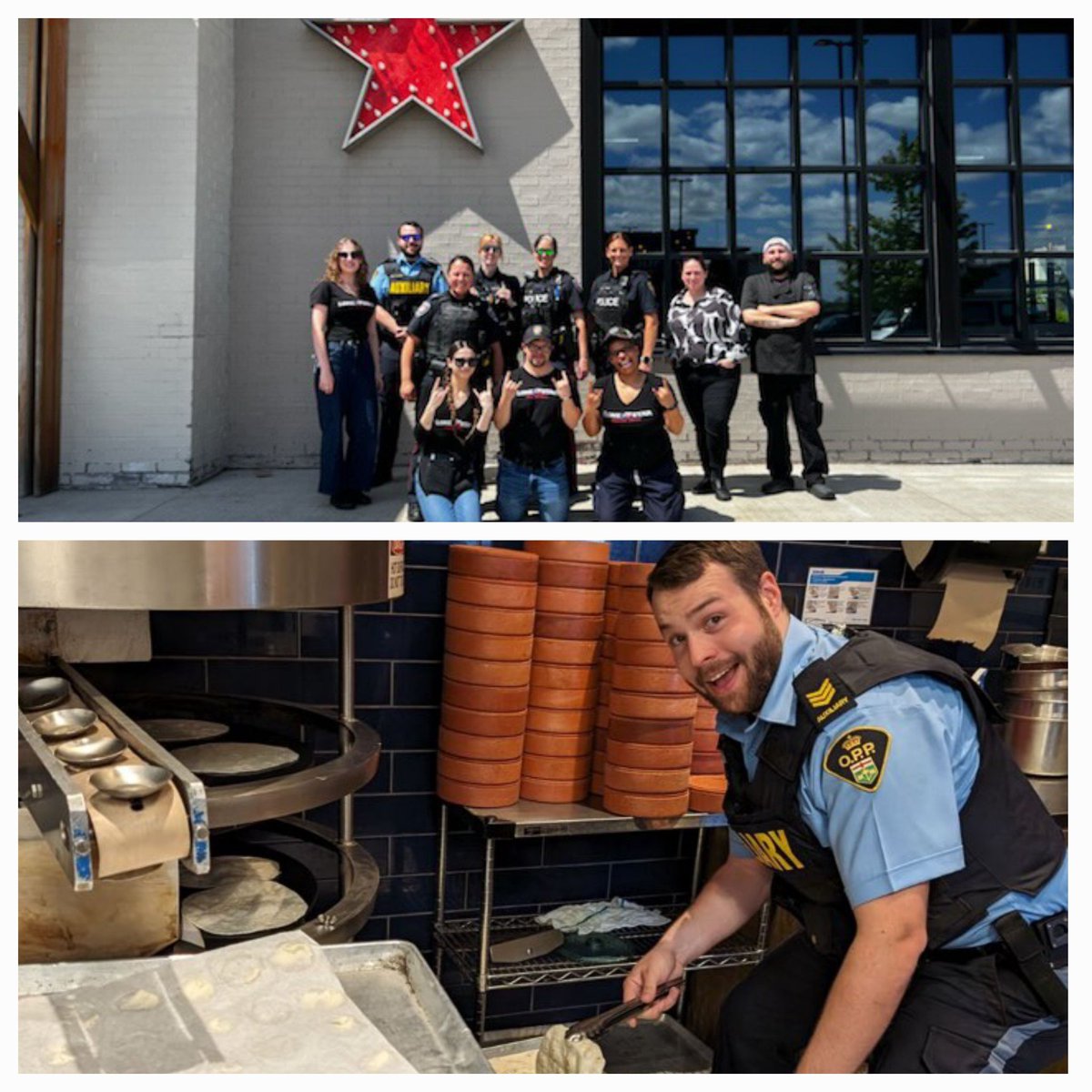 Members of the #OttawaOPP & #OPPAuxiliary joined members of @OttawaPolice today @lonestartxgrill in Kanata for Cops and Cowboys! The event helped raise funds for the #SpecialOlympics @SOOntario. Officers helped staff in the kitchen and serving customers! ^mf