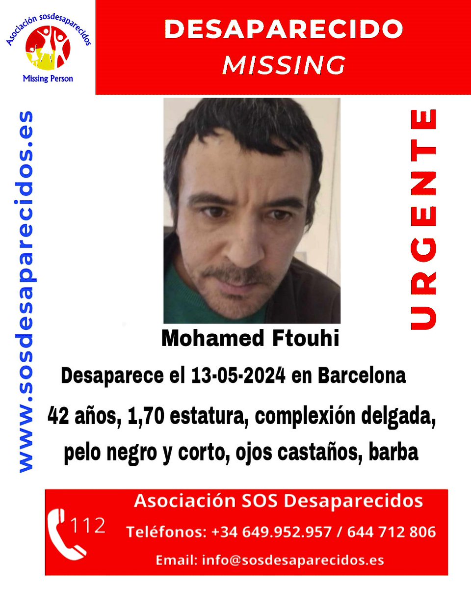 🆘 DESAPARECIDO 🟠 Persona Vulnerable #sosdesaparecidos #Desaparecido #Missing #España #Barcelona Fuente: sosdesaparecidos Síguenos @sosdesaparecido