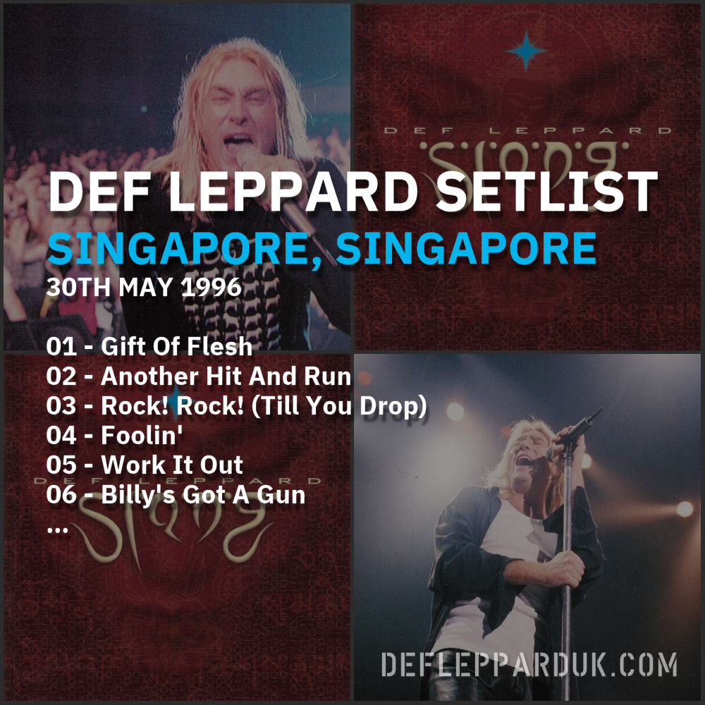 #DefLeppard #Setlist for a show in
#Singapore SINGAPORE 🇸🇬 28 Years Ago on this day in 1996

01 - Gift Of Flesh
02 - Another Hit And Run
03 - Rock! Rock!...

#Slang #Slangtour #defleppard1996 #joeelliott #ricksavage #rickallen #philcollen #viviancampbell
deflepparduk.com/1996singapore.…