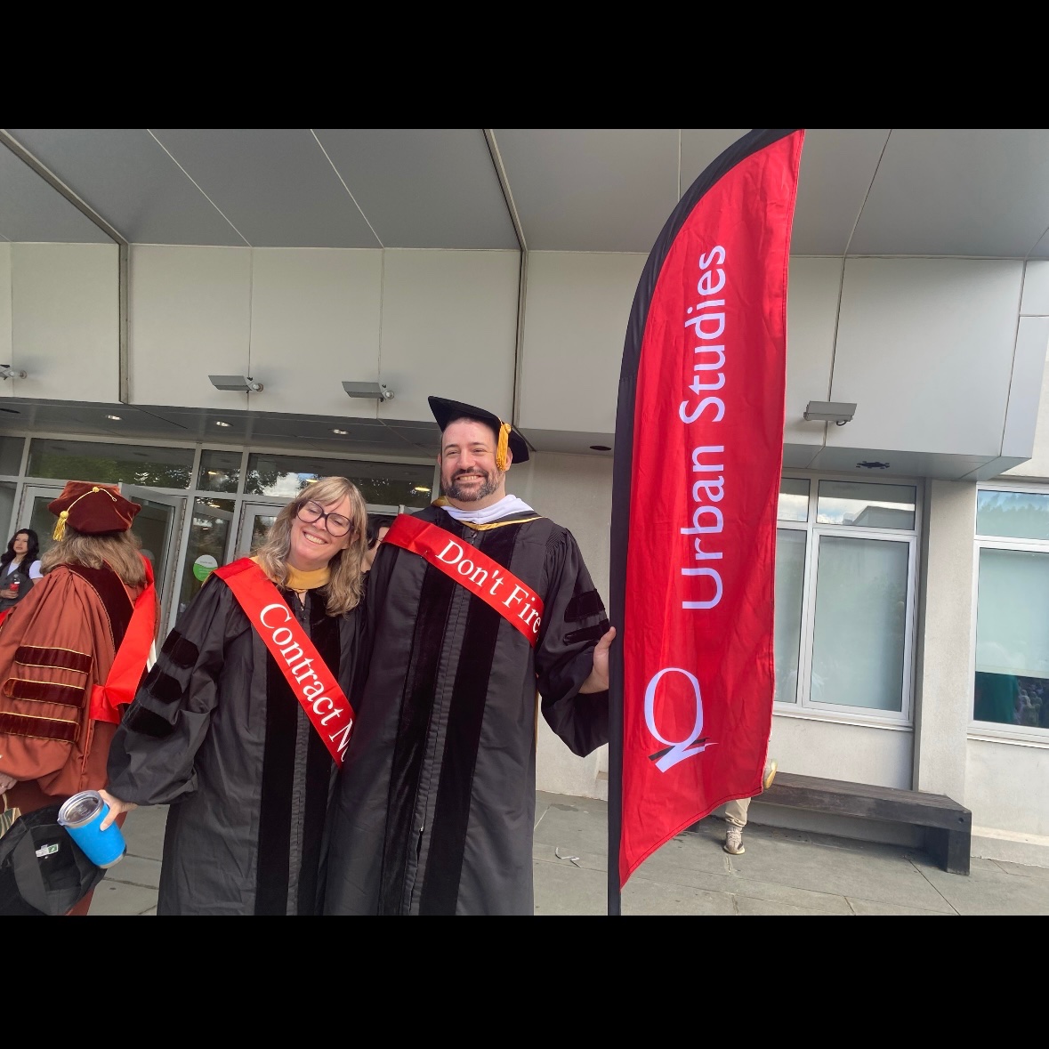 psc_qc's tweet photo. Congratulations to the class of 2024! 

[Students, faculty, staff at QC CUNY’s commencement wear sashes with messages like “Open the gates,” “Don’t fire professors,” and “Contract now!”]

#AgainstAusterity #CareNotCuts #FixCUNY #FundCUNY #InvestInCUNY #APeoplesCUNY #Red4HigherEd https://t.co/caB3jJZCAR