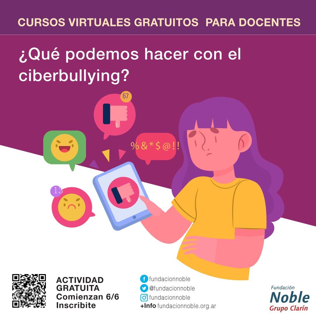 #CursosVirtuales💻El bullying a veces continúa fuera de las aulas ¿Cómo lo trabajamos desde la escuela? Inscribite en bit.ly/virtualesjunio…