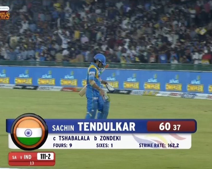 Sachin Tendulkar unlucky at 111 vs South Africa 111 at Johannesburg, 1992 111 at World Cup 2011 111 India’s score vs SA when Sachin got out at 60 (37) vs SA at Road Safety series, 2022
