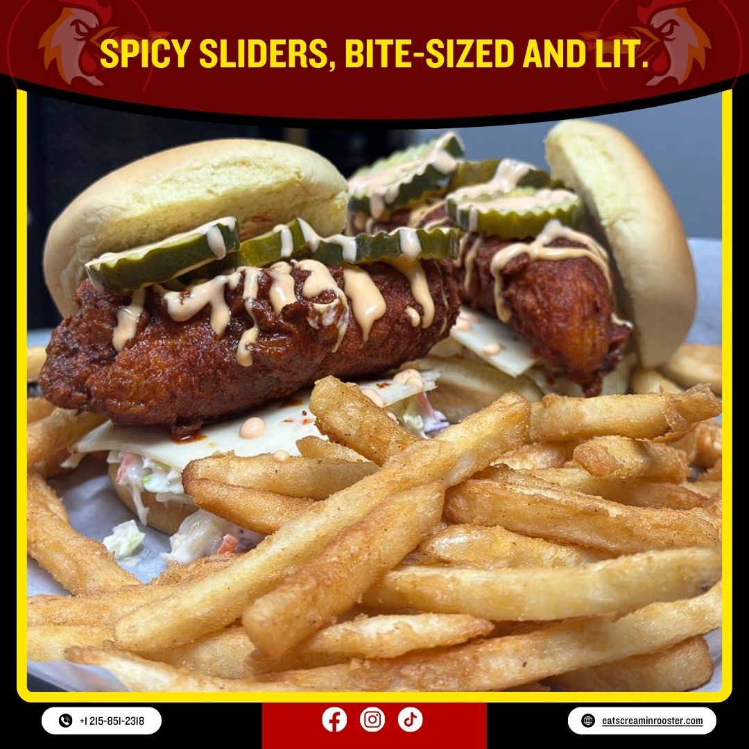 ScreamnRooster's tweet photo. Spicy Sliders, Bite-Sized and Lit.

Call Us Now: +1 215-851-2318
#screamin #rooster #sliders #foodphotography #foodpics #philadelphia #philly #phillies #eagles #newyork #newyorkcity #newjersey #foryoupage❤😍 #exploremore #viral #viralvideos #foodgram #hotchicken #thursday https://t.co/lPqvqYz490