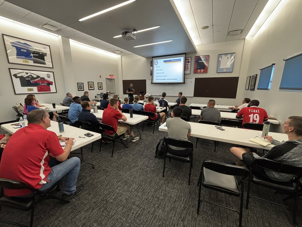KSRefereePro's tweet photo. #KSStateCup returns tonight for the 3rd & final week. #KansasReferee took advantage of Memorial Day to prepare & continue their education with our very own Jon Freemon, FIFA Referee. No off days, as we understand what’s at stake & want to preform at a high level.
#KSRefPro #KRDP https://t.co/HyDbBzkDdR