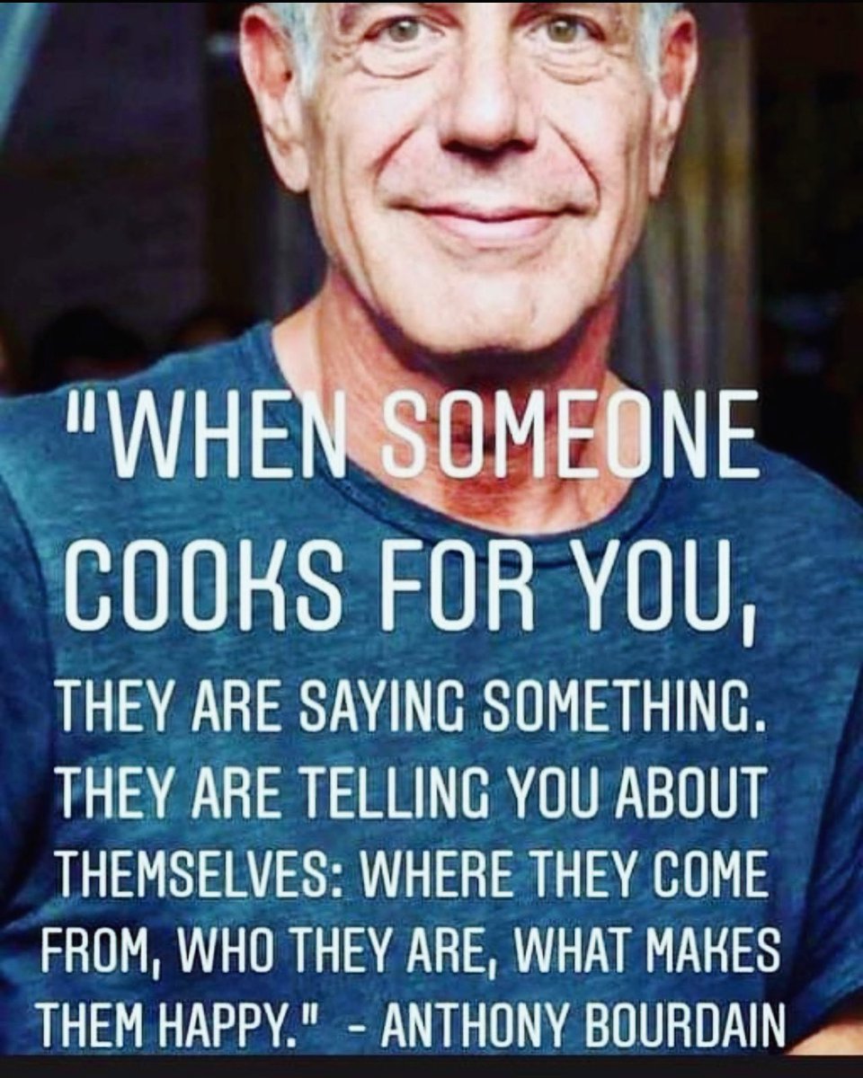 Facts from the expert #anthonybourdain I always kept this in mind w/a guestbook when I did my in home #dinnerparties in SF for 9 years. The foods we cook-We serve them w/a story #outlier #cookingwithlove #historyfacts #foodislife #eatwith