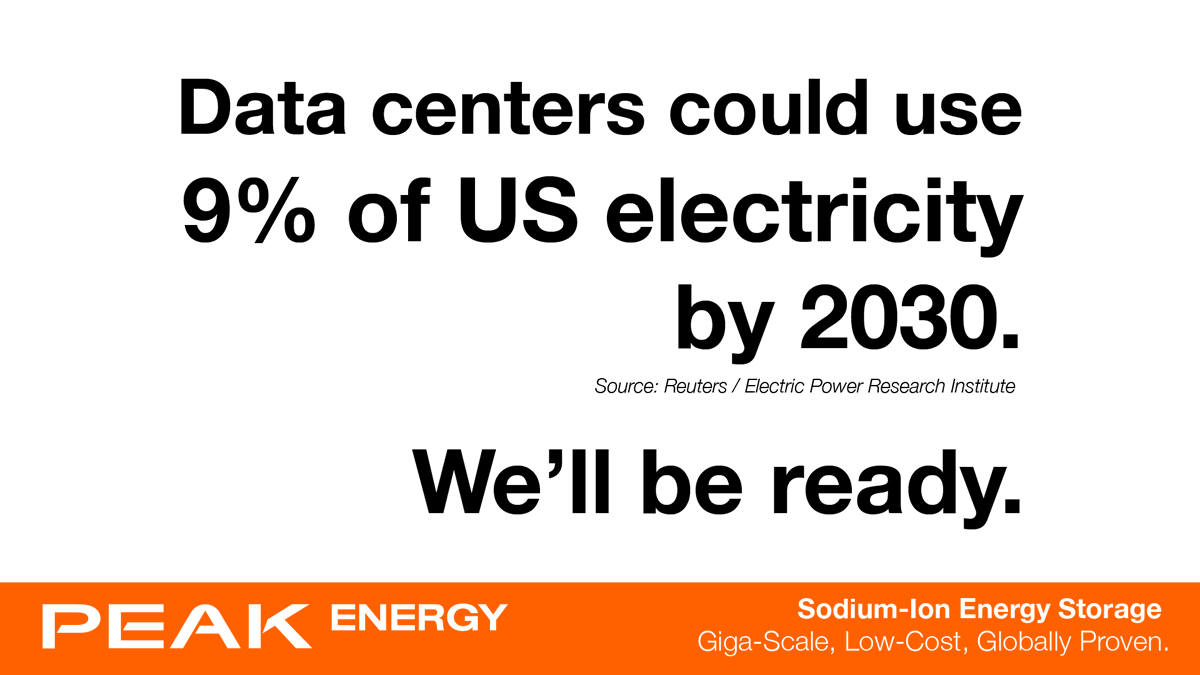 Peak Energy (@peakenergytech) on Twitter photo To meet the power demands of emerging technologies and fully capitalize on renewable energy production, the grid is going to need a massive source of affordable, safe and sustainable Sodium-Ion batteries. 
We'll be ready. 🔋 peakenergy.com  #sodiumion #bess To meet the power demands of emerging technologies and fully capitalize on renewable energy production, the grid is going to need a massive source of affordable, safe and sustainable Sodium-Ion batteries. 
We'll be ready. 🔋 peakenergy.com  #sodiumion #bess