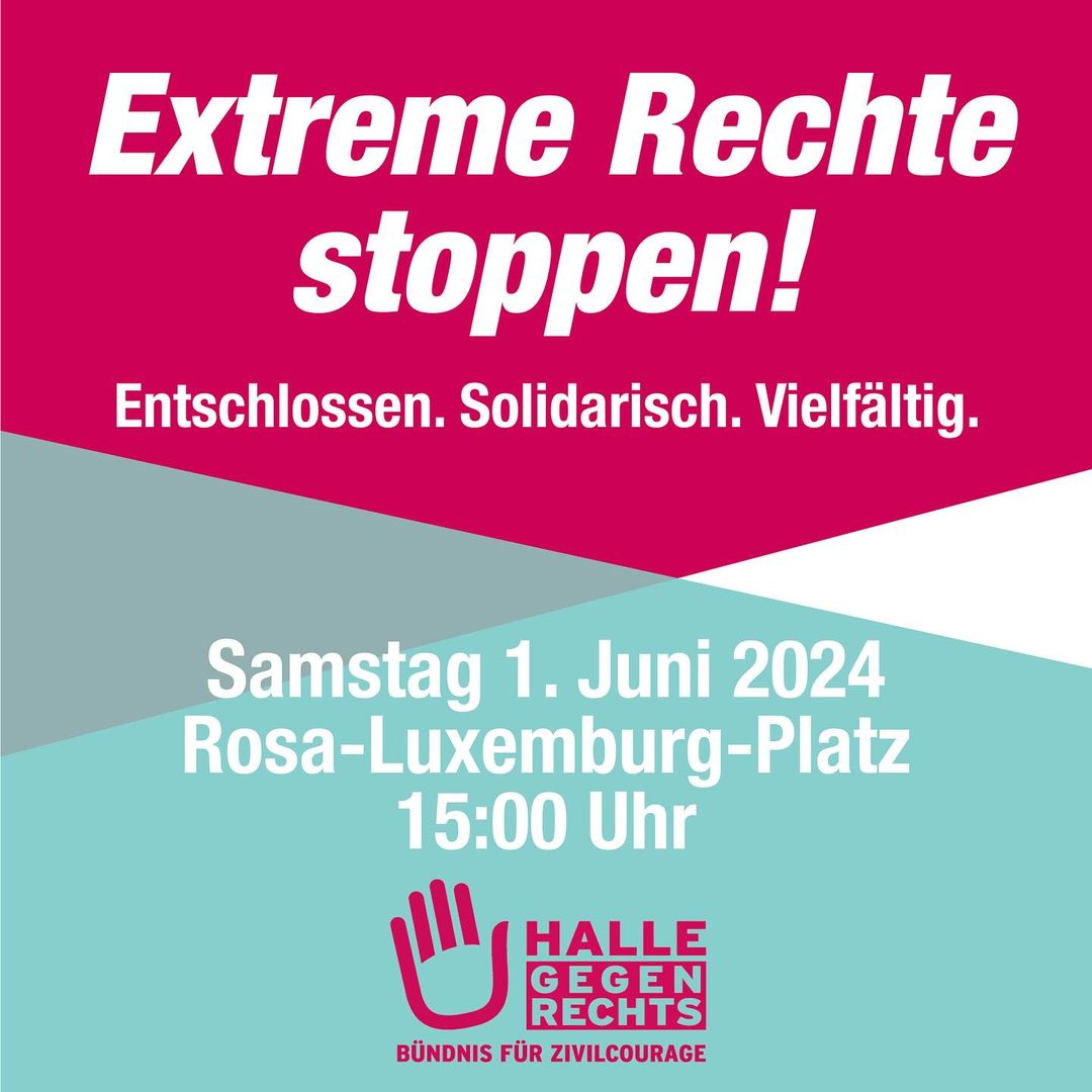 Halle/Saale braucht euch Samstag!
#LautGegenRechts #AfDVerbotjetzt #Niewiederistjetzt