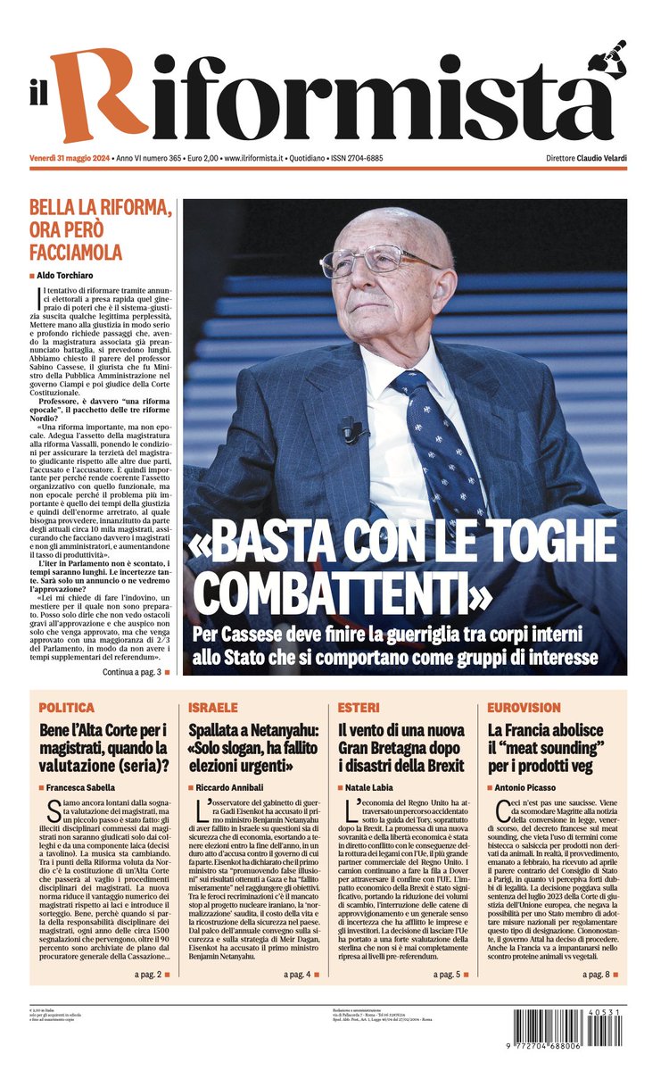 La prima pagina del Riformista di venerdì 31 maggio   

Abbonati al quotidiano digitale - 

ilriformista.it/abbonati-annua…