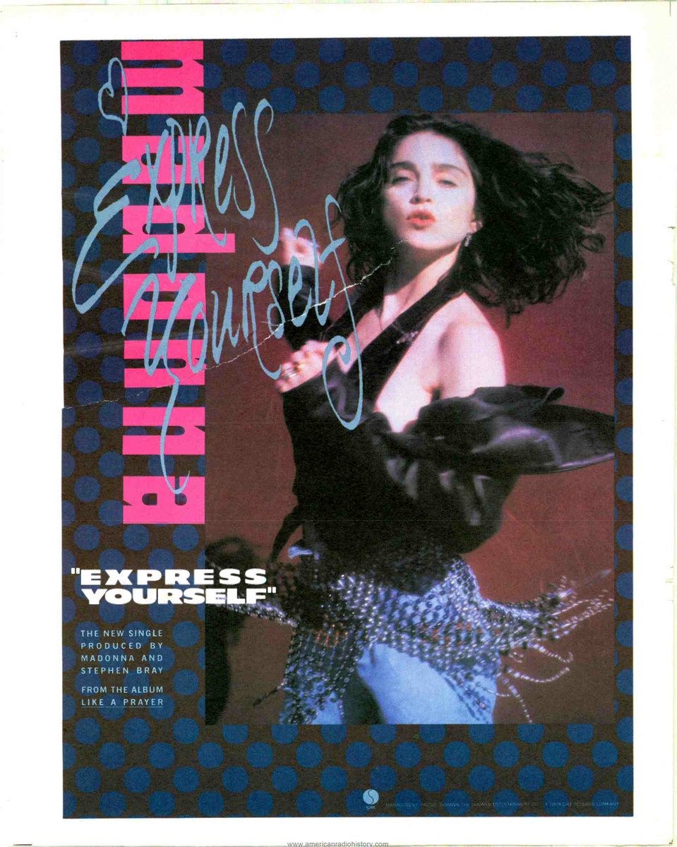 Here's the @madonna Express Yourself - rare uncropped image of the Herb Ritts photo as seen in this May 1989 promo print ad from Radio + Records magazine💓

#Madonna #ExpressYourself