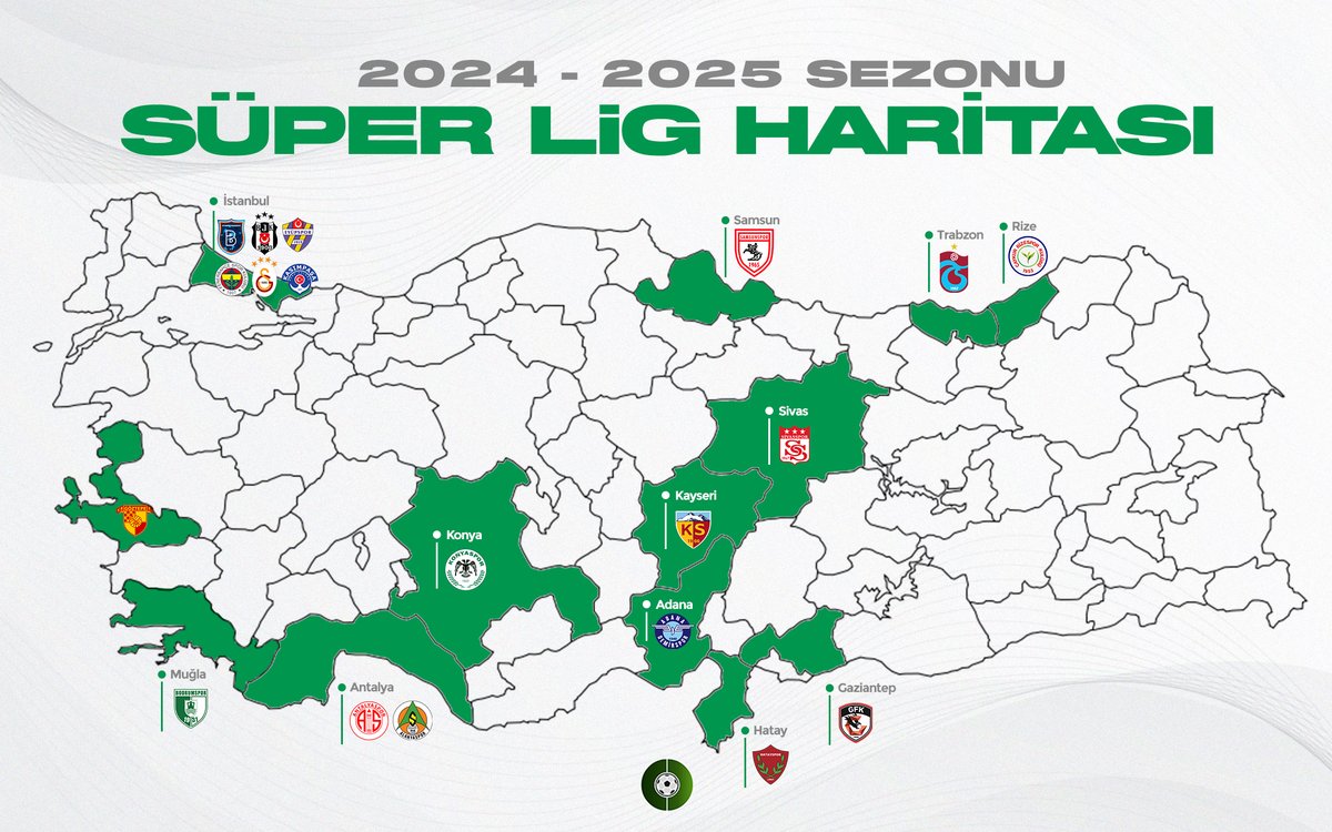 futbolarena's tweet photo. 2024/25 sezonu Süper lig haritası https://t.co/bpFFnYRt4N
