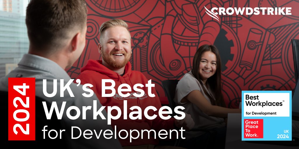 🏆 We’re keen to announce @CrowdStrike has ranked #11 on UK’s Best Workplaces for Development list It's a nod to our thriving workplace culture + our commitment to continuously developing and enabling CrowdStrikers to flourish in their careers The list: crwdstr.ke/6017ei3kP