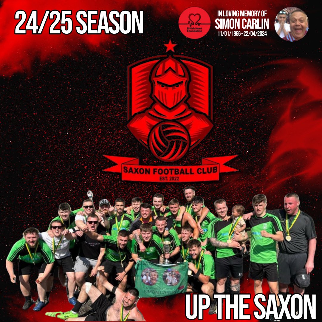 From the 2024/25 season onwards, FC Saxon Green will be renamed Saxon FC. Here is our new look badge. New kit is to follow soon. Up the Saxon ❤️
