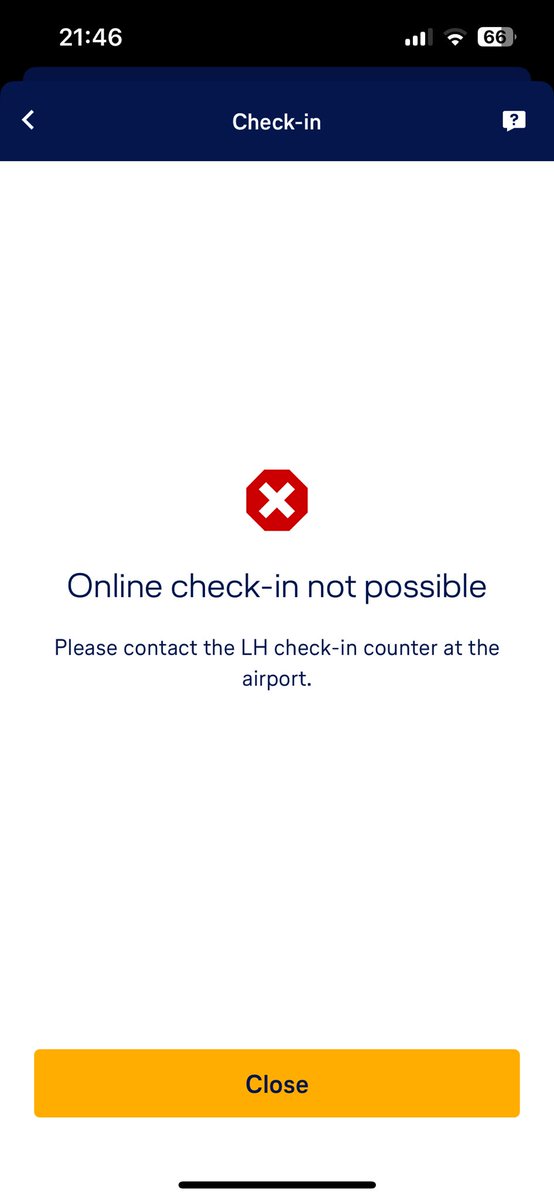 nickdohop's tweet photo. @lufthansa weather happens, but when you need to rebook pax and provide HOTAC, perhaps you could make sure the app is working (it isn’t) or more than half the desks are open for rebooking. This is not customer-centricity. Do better. https://t.co/KIc1TASOUD