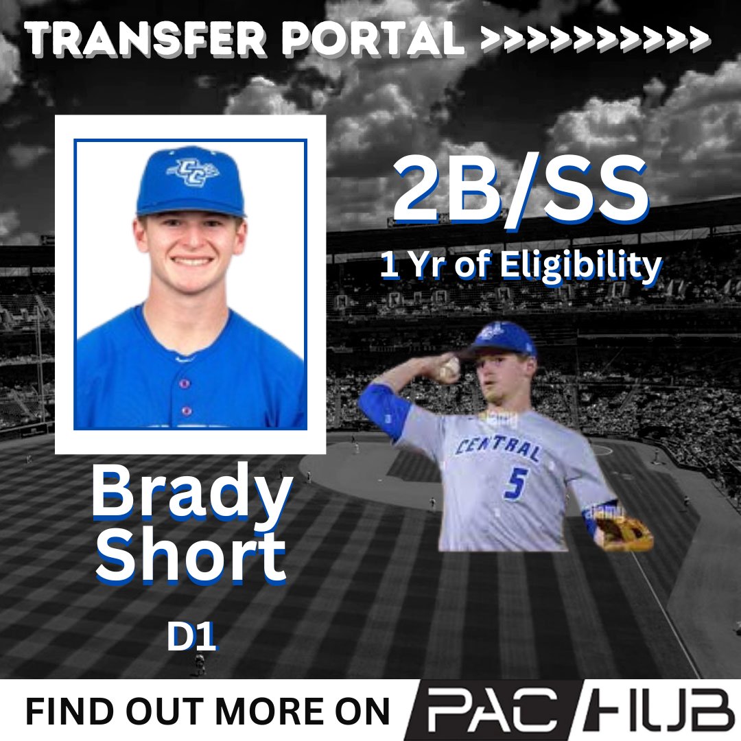Brady Short, 2B/SS, transfer from @ccsubaseball, playing @d1baseball, has entered the PAC-Hub Transfer Portal! 🎉 1 year of eligibility remaining.

👉sign-up.pac-hub.com
GET NOTICED 👆 JOIN TODAY!

@bshort_3 #NCAABaseball @EliteRecruits_ @BUncommitted @NextLVLProspect