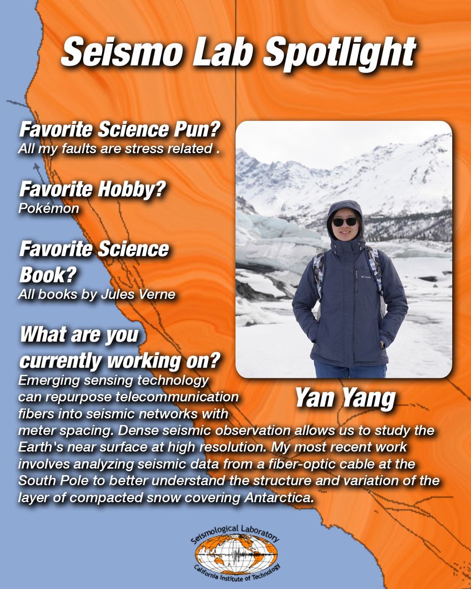 Meet Yan Yang, a Seismo Lab Grad Student who works on using dense seismic observation to study the Earth's near-surface structure and associated environmental processes! #SeismoLabSpotlight web.gps.caltech.edu/~yyang/