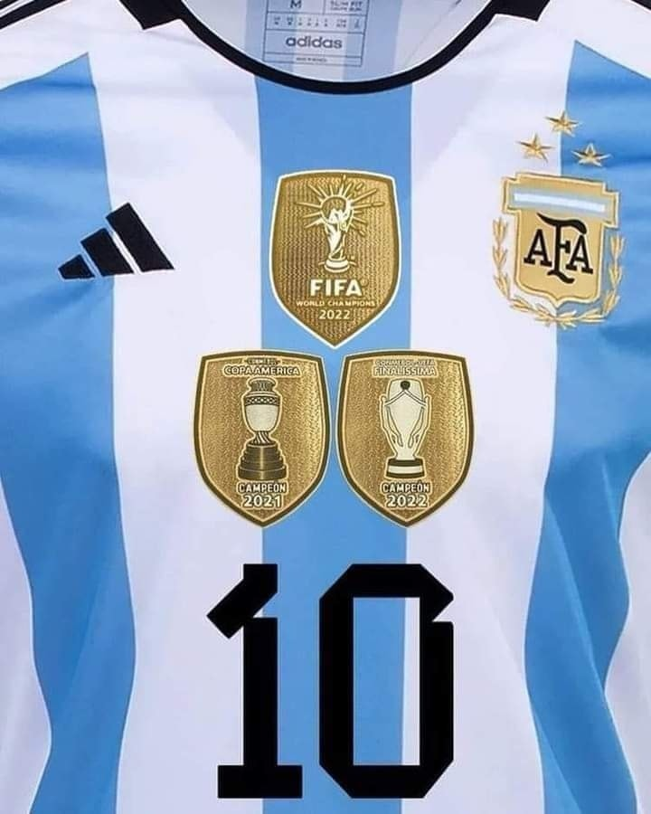 Argentina jersey with the treble emblem. This jersey is legendary.