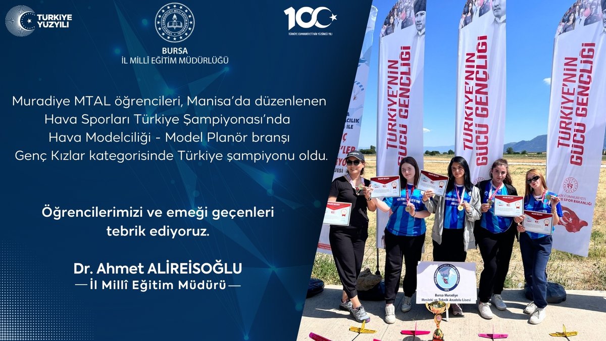 🏆Hava Sporları Gençler-Yıldızlar Türkiye Şampiyonasında ilimizi başarıyla temsil eden öğrencilerimizi ve emek veren öğretmenlerimizi tebrik ederiz.

<a href="/tcmeb/">Millî Eğitim Bakanlığı</a> <a href="/gencliksporbak/">Gençlik ve Spor Bakanlığı 🇹🇷</a> <a href="/Alireisoglu34/">Dr. Ahmet ALİREİSOĞLU</a>