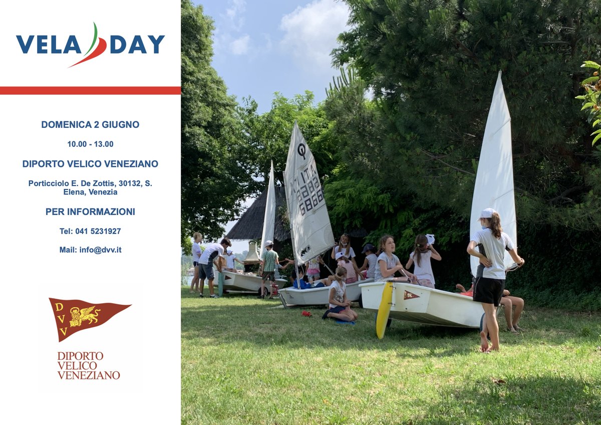 DiportoVelico's tweet photo. 👉Domenica 2 giugno al Diporto Velico Veneziano torna il Vela Day, l’open day promosso dalla Federazione Italiana Vela.
https://t.co/za3fwjRoFn
#diportovelicoveneziano #dvv #venezia #veladay #fiv https://t.co/VhhA7aomYm
