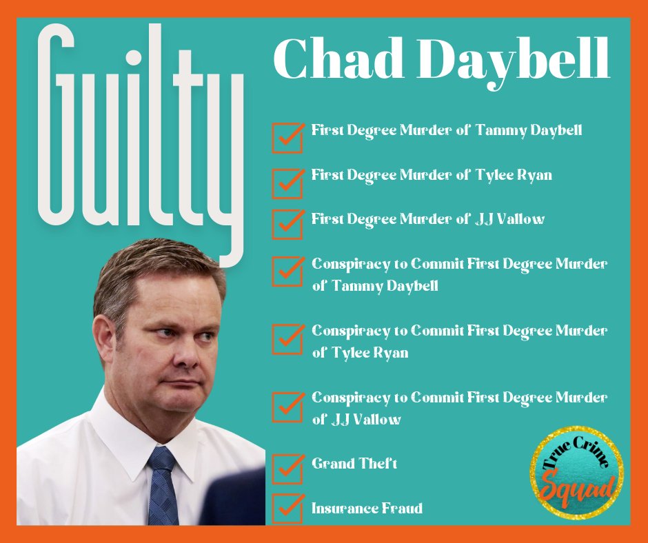 Chad Daybell has been convicted on all 8 counts. Justice for Tammy, Tylee, and JJ. 
#chaddaybell #lorivallowdaybell #tammydaybell #truecrime #truecrimesquad #tyleeryanandjjvallow #truecrime #truecrimecommunity #TrueCrimePodcast #TrueCrimeAddict #truecrimenerd #truecrimefan