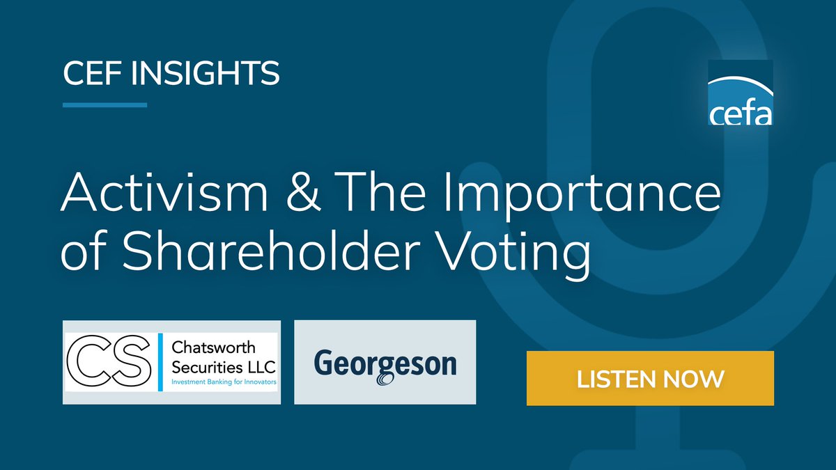 CEFAssociation's tweet image. Increased #closedendfund activist activity and low retail investor participation in shareholder voting could have significant impacts on investments. Catch up on why every vote counts and the impact of activist proposals in a discussion featuring @Georgeson_US and