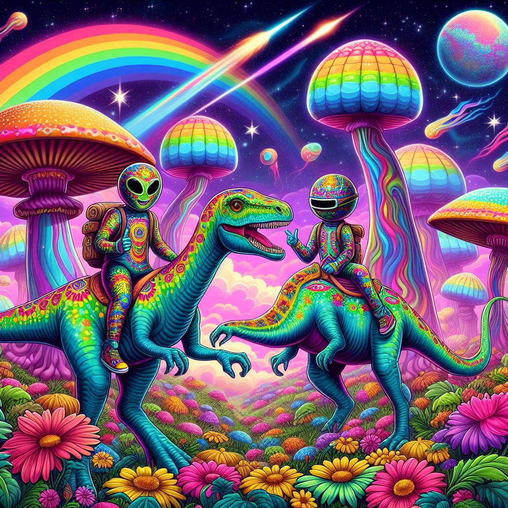 Prehistoric Earth 🦖🍄🌈👽 #AIArtwork #trippy #AIart