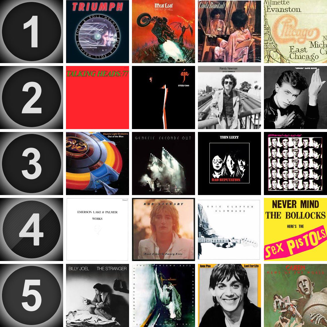 Sept-Dec 1977 Album Releases 
Pick ONE from EACH ROW