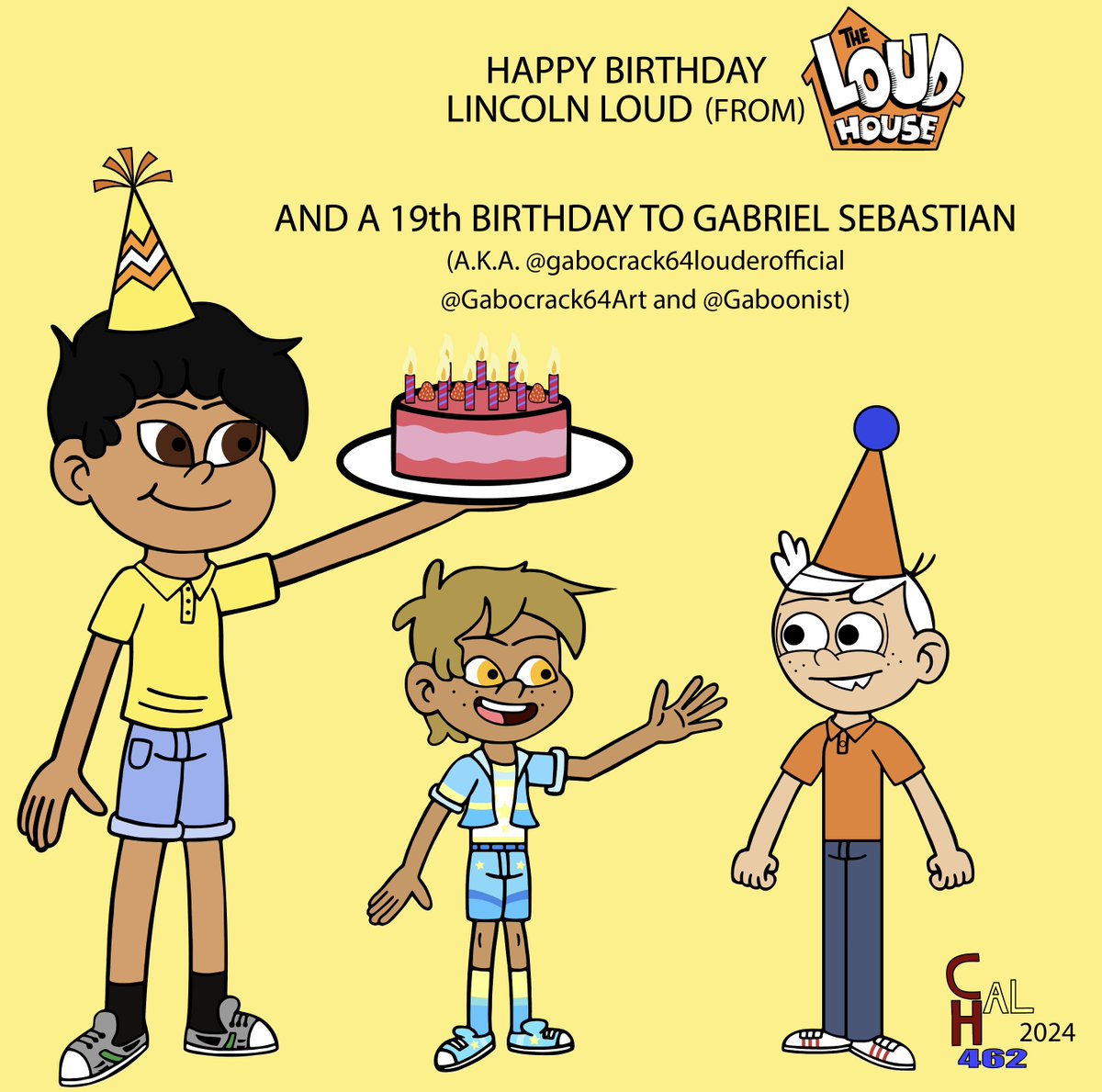 Today we will say Happy-Snappy birthday to #lincolnloud from #theloudhouse. Not only that, but it's also @gabocrack64's 19th birthday today.🎈🎁🎉🎂🎊🥳🧁🪅 This #drawing show #gabrielsebastian and Lincoln are having so much fun at their birthday party.