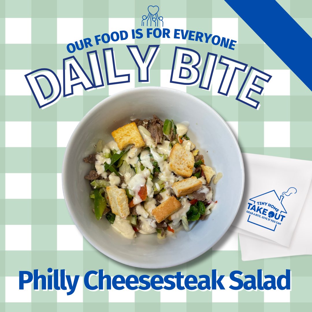Today’s daily bite is a showstopper! Don’t miss out on grabbing some Philly Cheesesteak Salad. #GrabABite #GiveIfYouCan