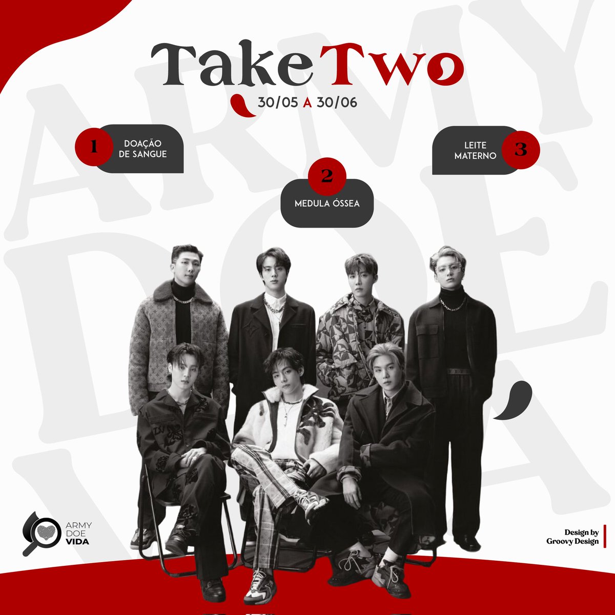 armydoevida's tweet photo. Campanha: TAKE TWO 

Quando se doa sangue, cada doação pode salvar até 4 vidas!
E aí ARMYs, vamos salvar vidas hoje?

Em comemoração ao aniversário de 11 do BTS!

A Campanha terá início dia 30/05/2024 e finalizará dia 30/06/2024! https://t.co/9fZWzLcRUS