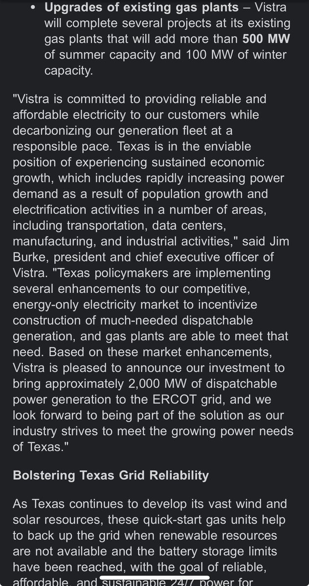.<a href="/VistraCorp/">Vistra</a> announces 2,000 MW in new gas-powered capacity w/ new plants and upgrades to existing plants in ERCOT.
