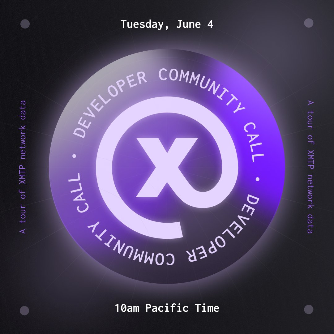 You won't want to miss the next XMTP Dev Call:

📊 DUNE IT RIGHT: A Tour of XMTP Network Data 📊 

When: Tue June 4 @ 10 am P
Where: xmtp.huddle01.com/qss-pgye-jda

Join us for this deep dive into data and what promises to be a discussion full of💡moments!