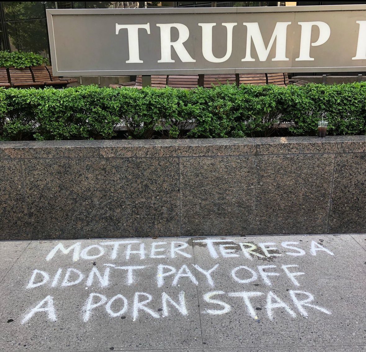 Outside of Donald Trump’s building in NYC right now. Love it!!!