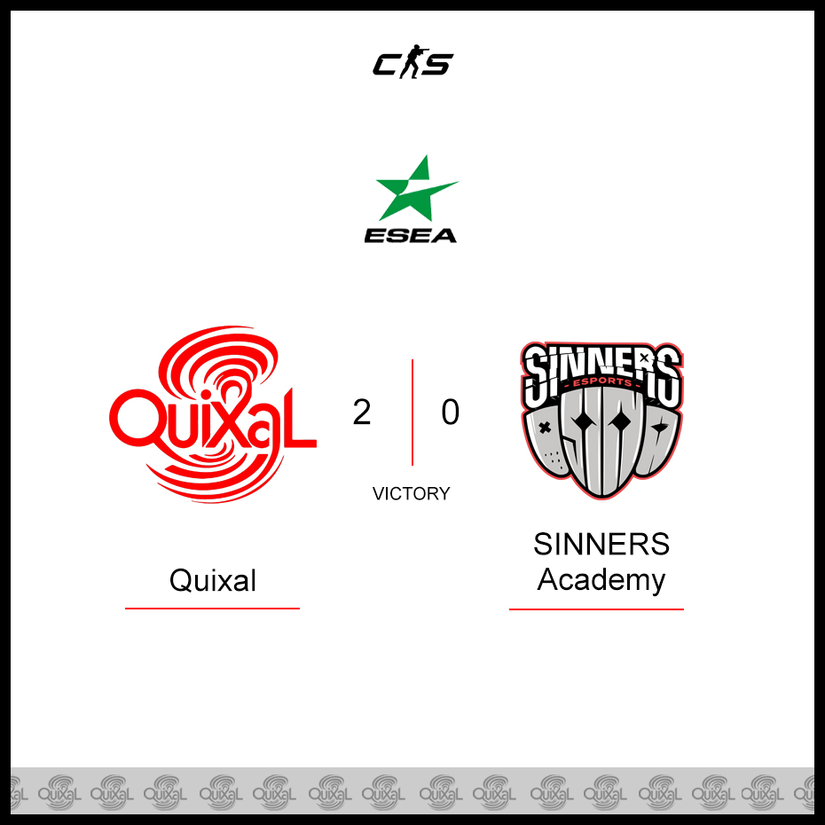 Quixal (@quixal_esports) on Twitter photo ๐VICTORY๐
We won our second game of <a href="/ESEA/">ESEA League</a> Main Playoffs
Next game versus winner of <a href="/PreasyEsport/">Preasy Esport ๐ฉ๐ฐ</a> / Banger Gang ๐VICTORY๐
We won our second game of <a href="/ESEA/">ESEA League</a> Main Playoffs
Next game versus winner of <a href="/PreasyEsport/">Preasy Esport ๐ฉ๐ฐ</a> / Banger Gang