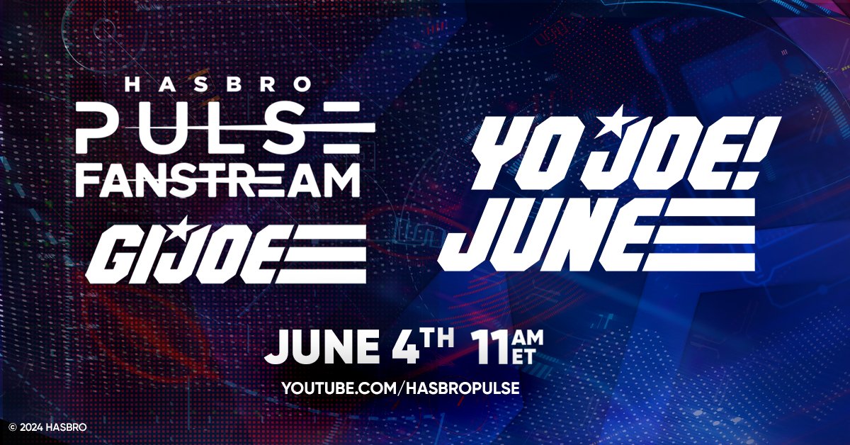 Gear up for the infamous #GIJoe #YoJoeJune Fanstream! Join Lenny, Tony, and a new Cobra recruit you may just recognize 🐍😉🐍 Tuesday, June 4 on the #HasbroPulse YT channel at 11am ET. This will be a big one, filled with reveals, name drops, and yes - pre-orders! Don't miss out!