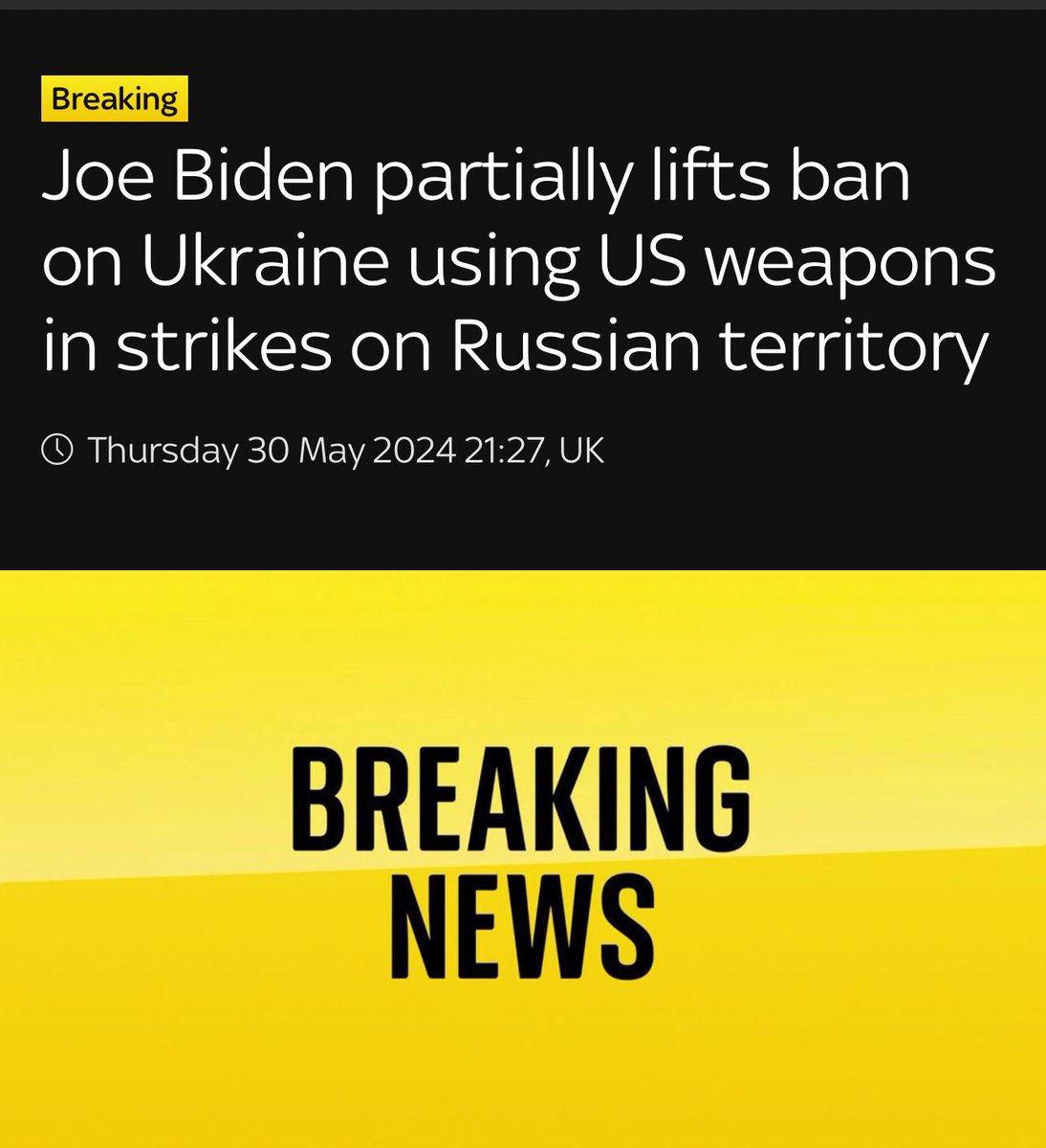 President Joe Biden has partially lifted a ban on Ukraine using American weapons in strikes on Russian territory, according to US officials. - In all honesty, I expect this would have been going on for some time. They are now making it official. We are edging closer to WW3