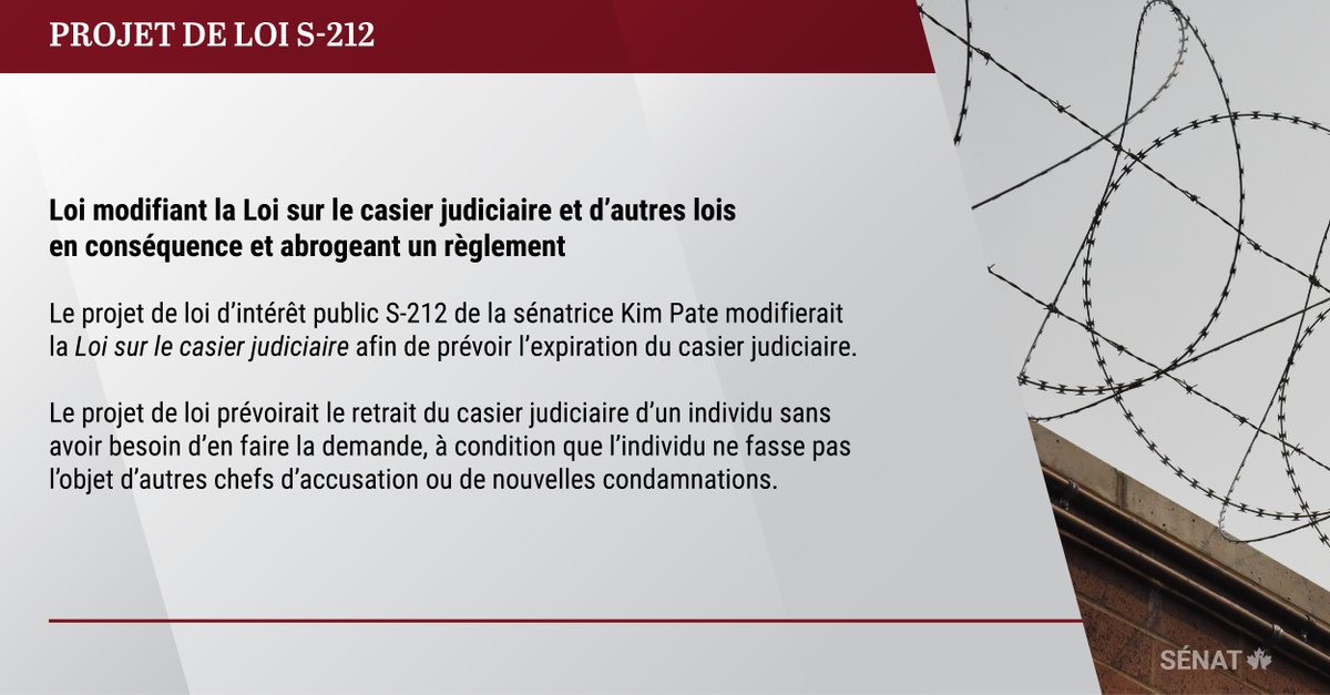 Les sénateurs discutent maintenant de l’amendement du @SenatorHousakos au projet de loi #S212 de la sénatrice @KPateontheHill, tel que modifié, en troisième lecture au Sénat : ow.ly/OtBs50RYQwi

#SenCA #PolCan