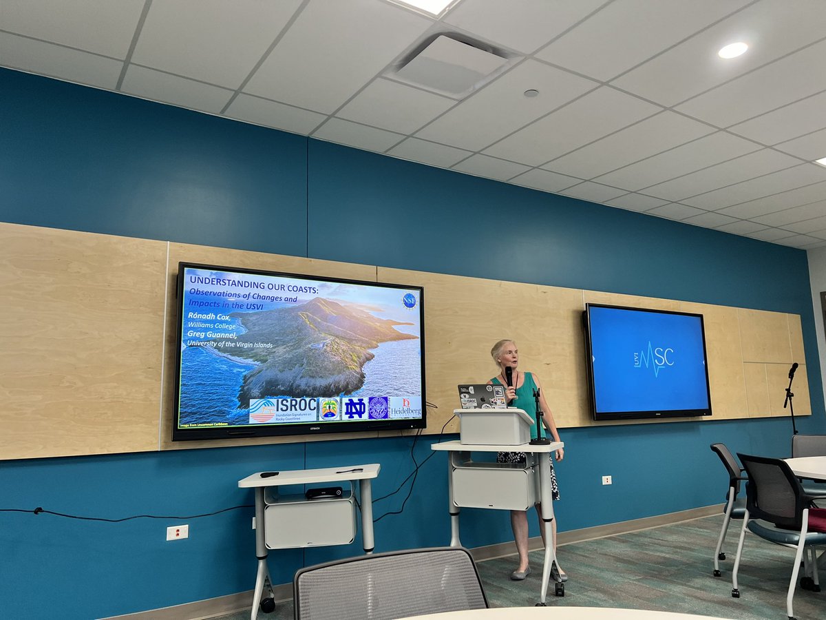 Yesterday there was a fantastic #ISROC public lecture by Dr. @Ronadh_Cox  and Dr. Greg Guannel focusing on 
1) what ISROC is
2) why we are here on St. Croix
3) the importance of #coastalboulderdeposits
4) and other related aspects of coastline changes relevant for the USVI