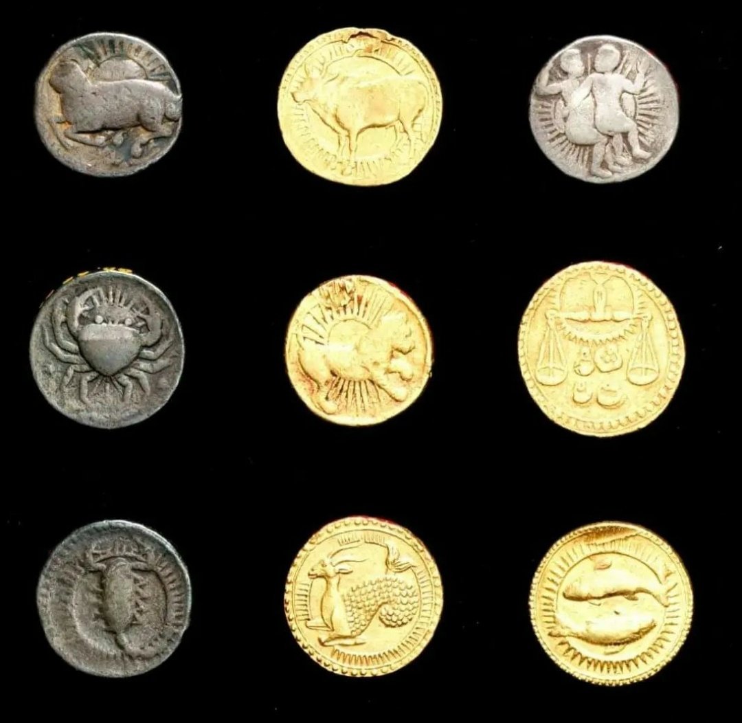 Jahangir Zodiac Coins (1618-1625 CE), from India : Mughal Emperor Jahangir (1569-1627 CE), began an unusual series of astrology-themed coins. This is the second known example of a zodiac coin in world history. The first, 'of Antoninus Pius from the mint of Alexandria (144/145