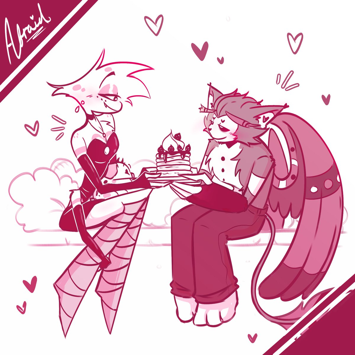 My silly little entry for @nimmy_nimmies 's DTIYS over on insta, it was so nice to be able to do one in mono (ish lol)
The tenderness her art has is so beautiful 🥺<3
#angeldust #husk #huskerdust #hazbinhotelfanart #huskerdustfanart