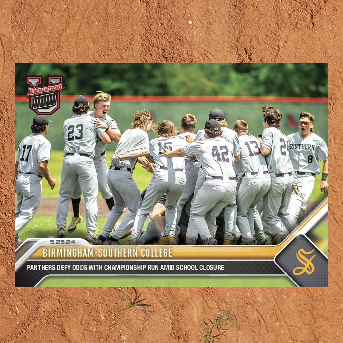 Topps is selling an official trading card of the Birmingham-Southern College baseball team. A portion of proceeds will be given to the program, which has reached the D-III College World Series despite the school closing on Friday. The cards are $8.99 each.