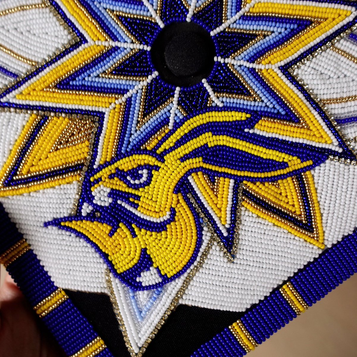 Had the pleasure of beading a cap for a graduate from my alma mater 😊🎓🐰💙💛✨️