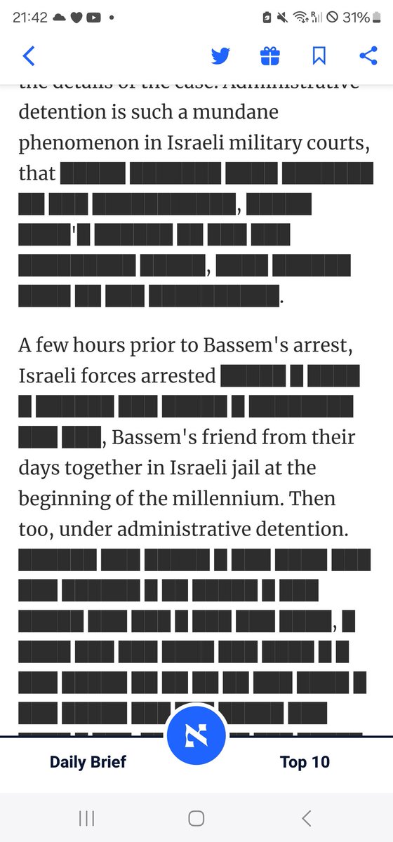 An article on ober 7000 Palestinian hostages (administrative detainees). So arcane is the practise that the reporting had to be heavily censored by the military haaretz.com/opinion/2024-0…