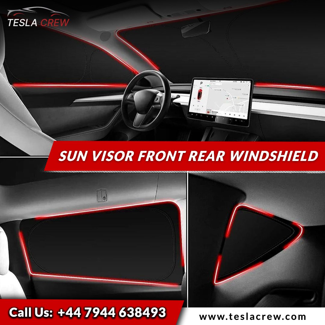 _TeslaCrew_'s tweet image. Protect your Tesla with our Sun Visor for Front and Rear Windshields!
Keep your interior cool and sun-damage free. ☀

☎️ Contact us: +447944638493
📎 Website: teslacrew.com

#windshieldprotection #teslaowner #sunprotection #tesla #carparts #usa #cars #elonmusk #driving