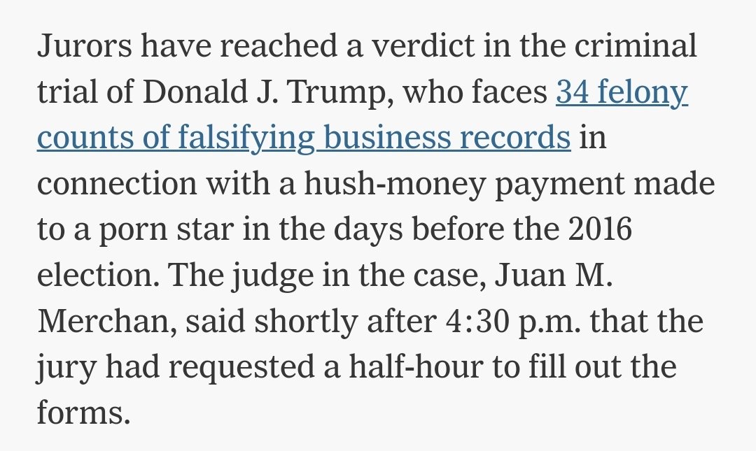 WinkProgress's tweet photo. Jurors have reached a verdict and are now filling out forms. #AnxiousAF #trumpIsGuilty https://t.co/TaqYJGa4yc