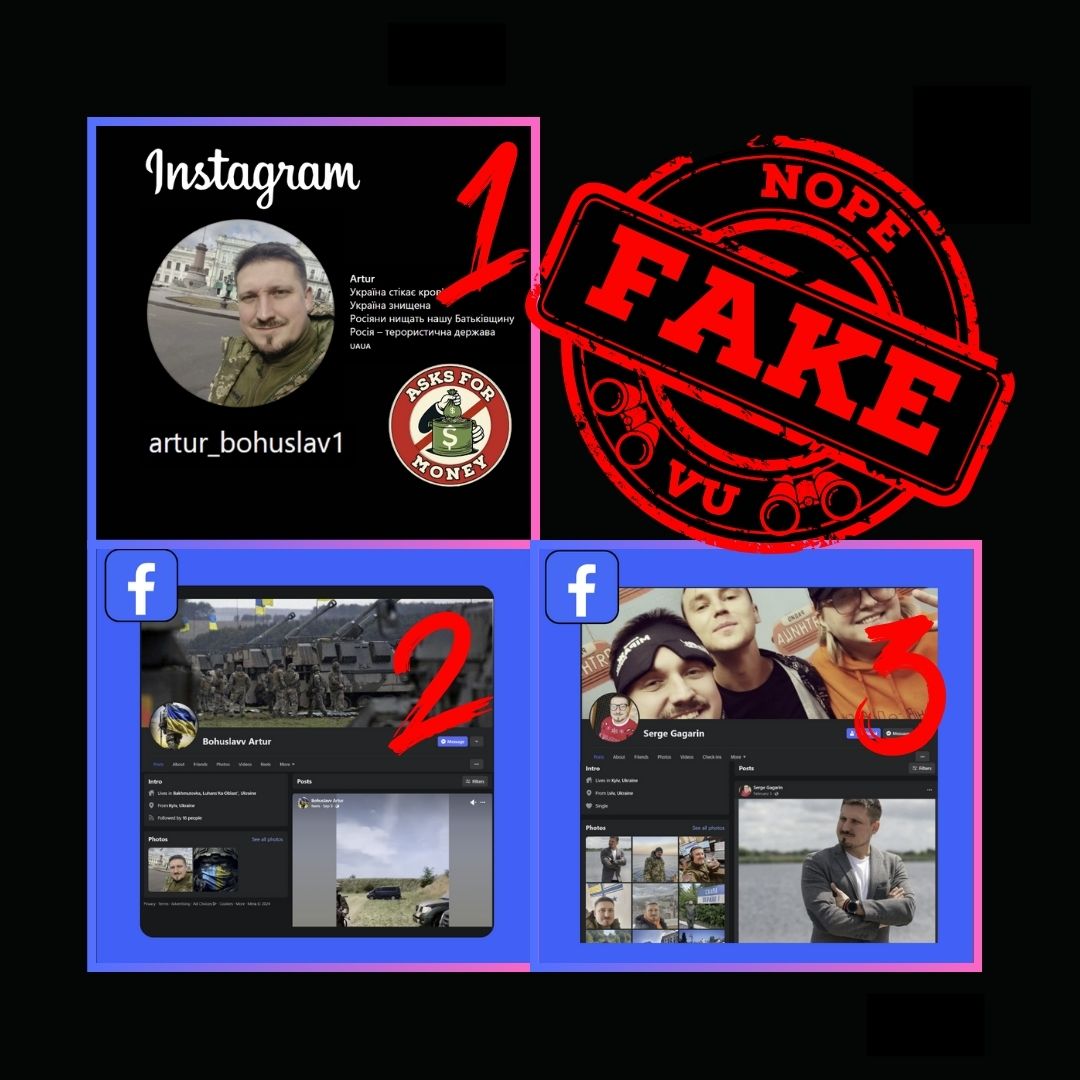 #vu #scamalert #FakeCollection
⚠️These profiles ALL IMPERSONATE the same ✅ REAL SOLDIER 
instagram.com/serzhgagarin  ⚠️ web.facebook.com/serzh.gagarin  ⚠️

1. 
❌ Artur
aka artur_bohuslav1
instagram.com/artur_bohuslav1
ID: 2860336363
 
2.
❌ Bohuslavv Artur
ID Link: facebook.com/profile.php?id…
ID: