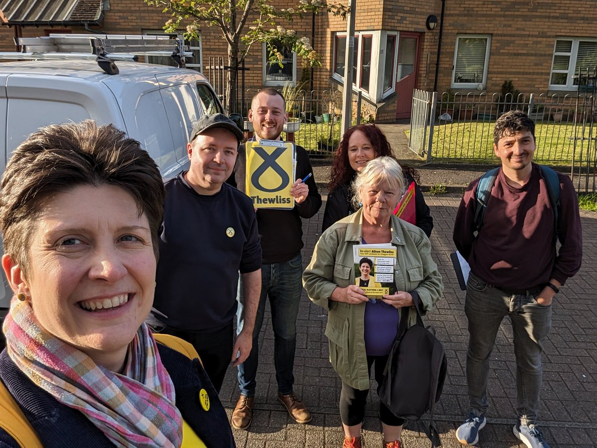 alisonthewliss's tweet photo. 💛 Three fantastic @theSNP campaign sessions today across Glasgow North - thanks to everyone who came to help out, very encouraging conversations with voters.

#ActiveSNP
#VoteSNP
#GE24 https://t.co/euI0WwIEoz